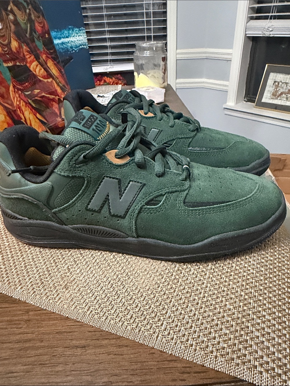 New Balance Men's Dark Green Suede Athletic Sneakers